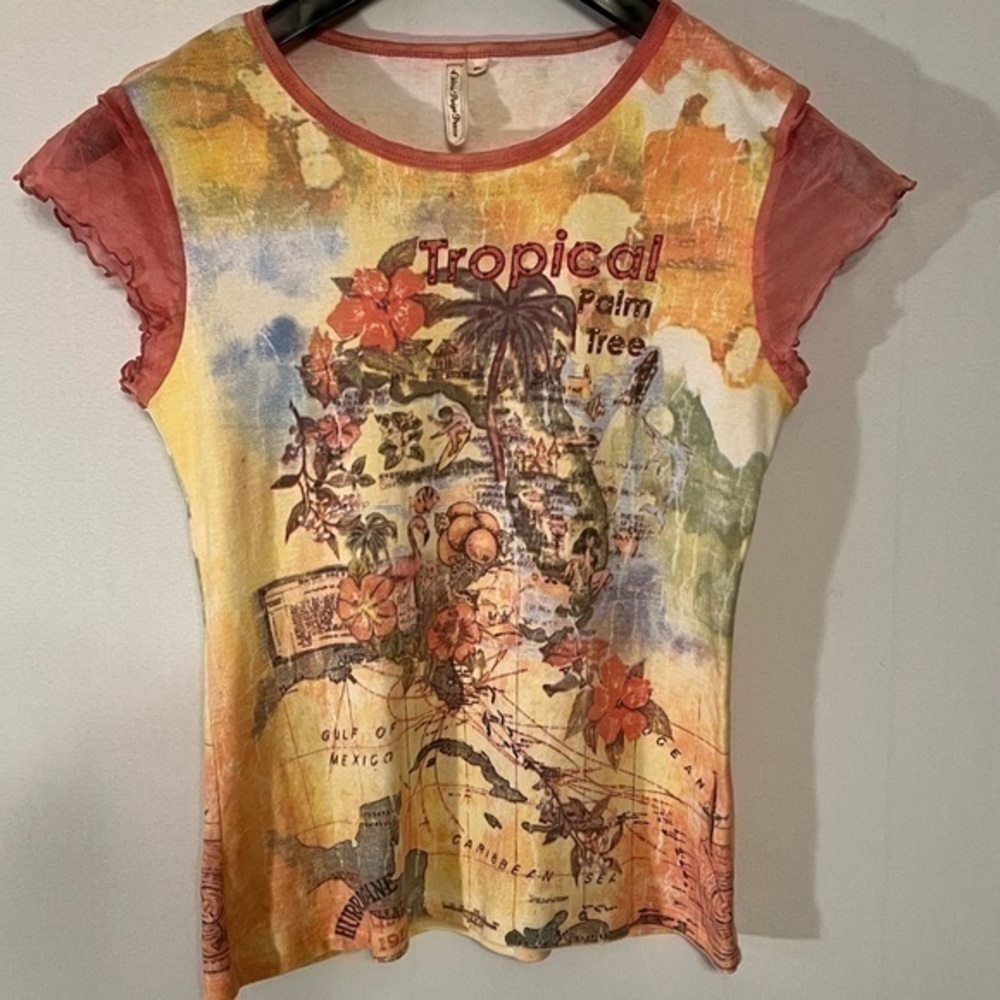 Olivia Paige Petite, size L women’s short sleeved colorful top, U.S.A. - Picture 6 of 6